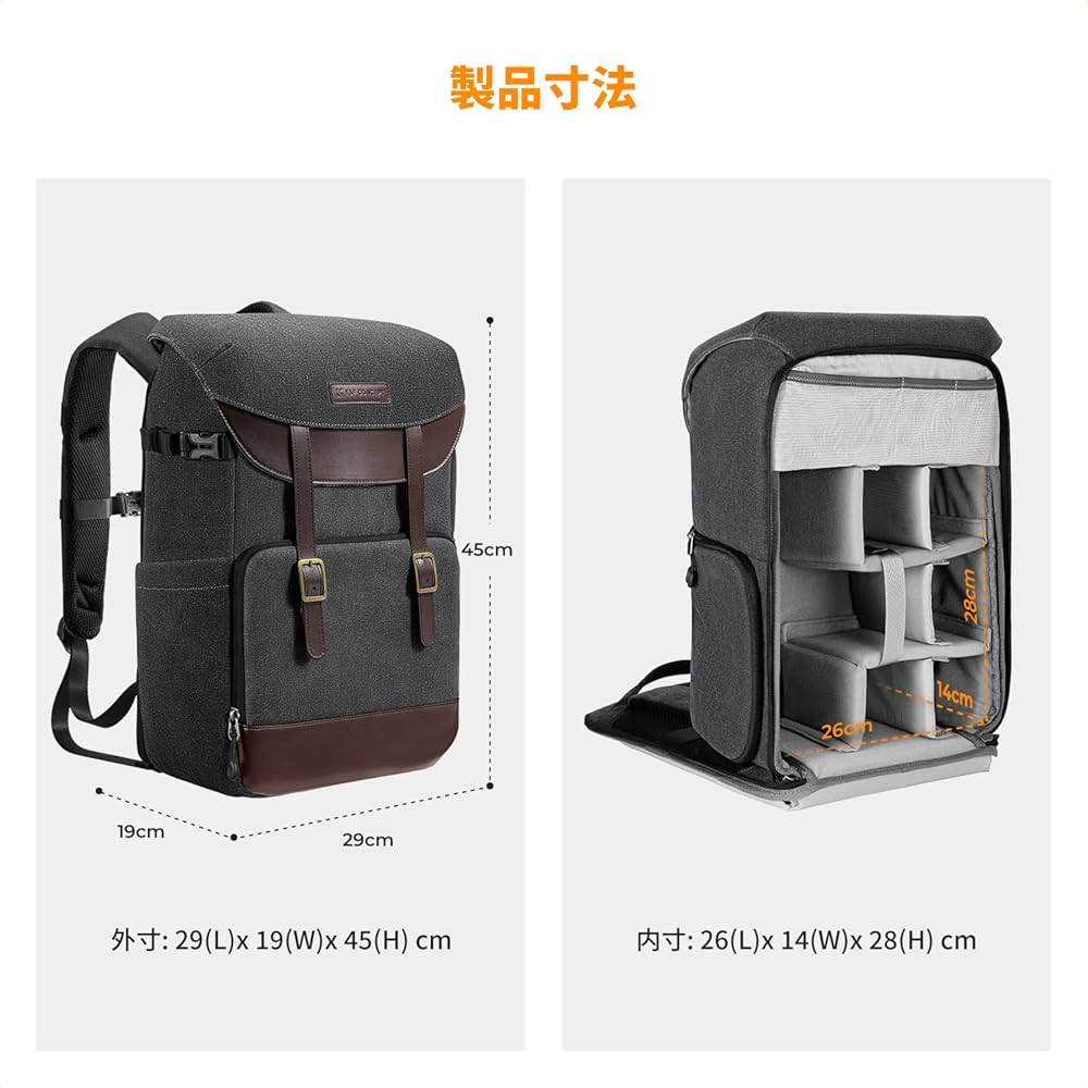 Amazon.co.jp: K&F Concept カメラリュックサック カメラバック