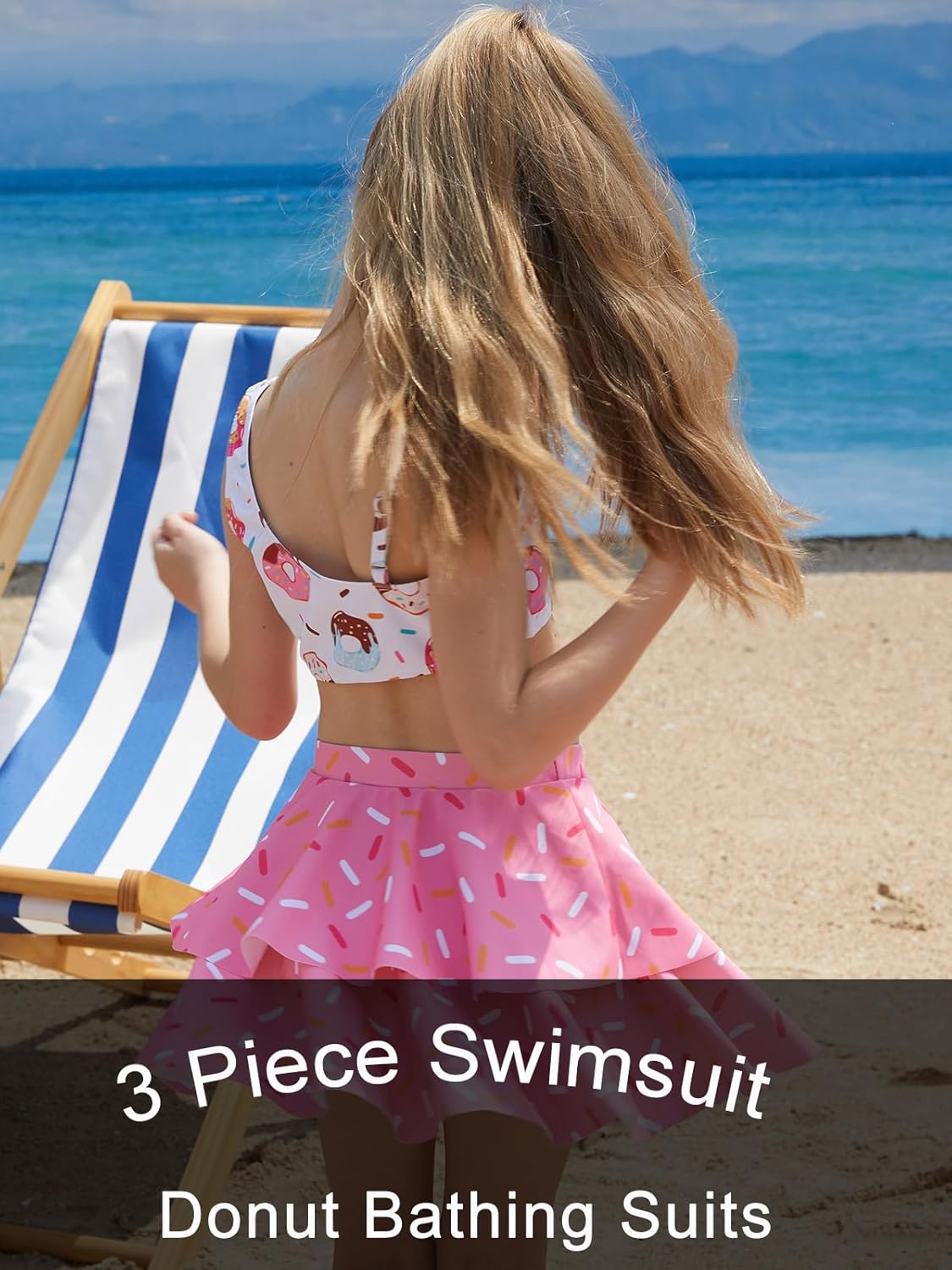 RAISEVERN Girls Swimsuit 3 Piece Bathing Suits Cute Quick Dry Bikini Tankini Sets with Cover Ups Beach Skirt for 5-12 Years - Image 2