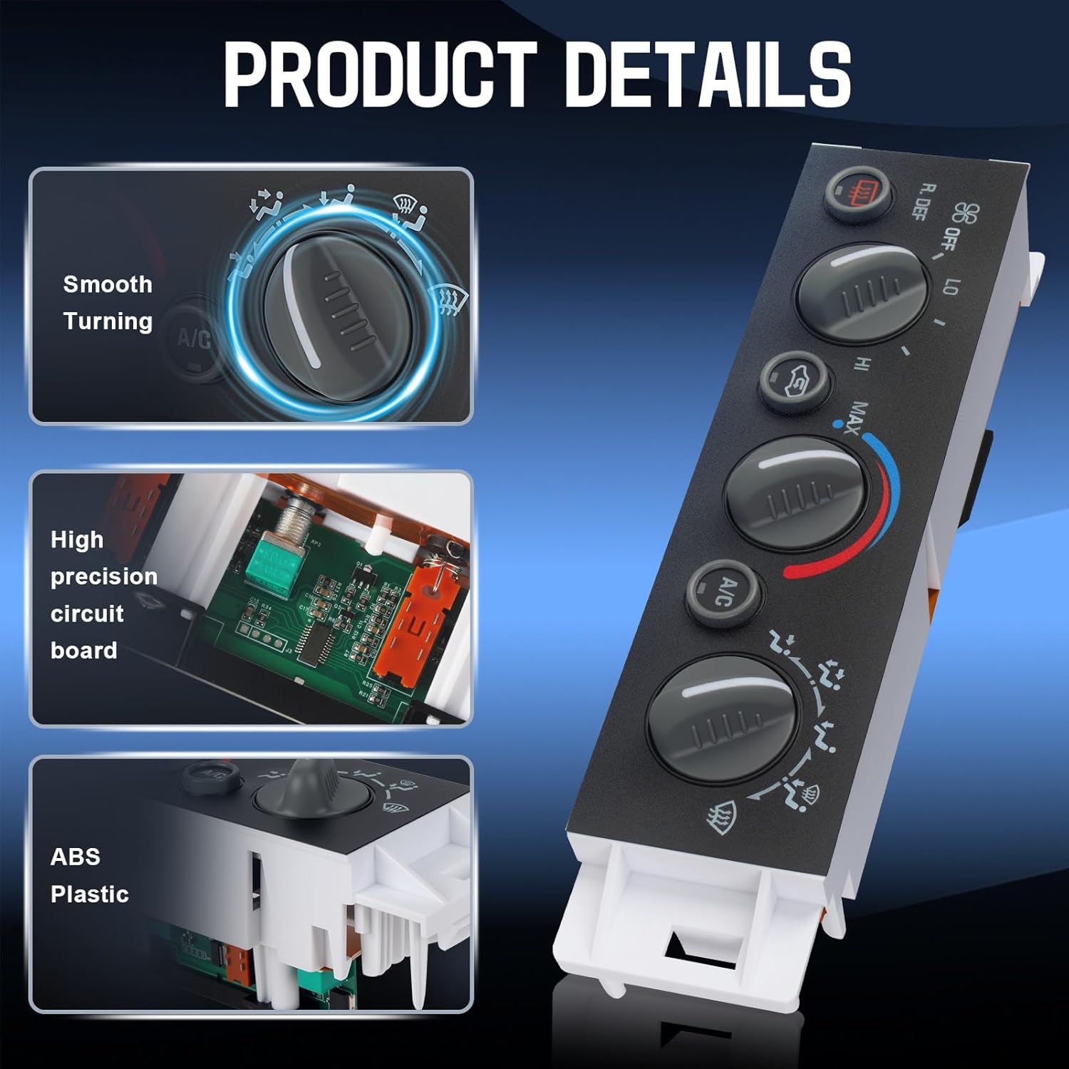 A/C Heater Control Panel with Rear Window Defogger for 1996-2000 Chevy GMC C1500 C2500 C3500 K1500 K2500 K3500 Tahoe Yukon, Cadillac Escalade, Climate Control Module Replace 599-006