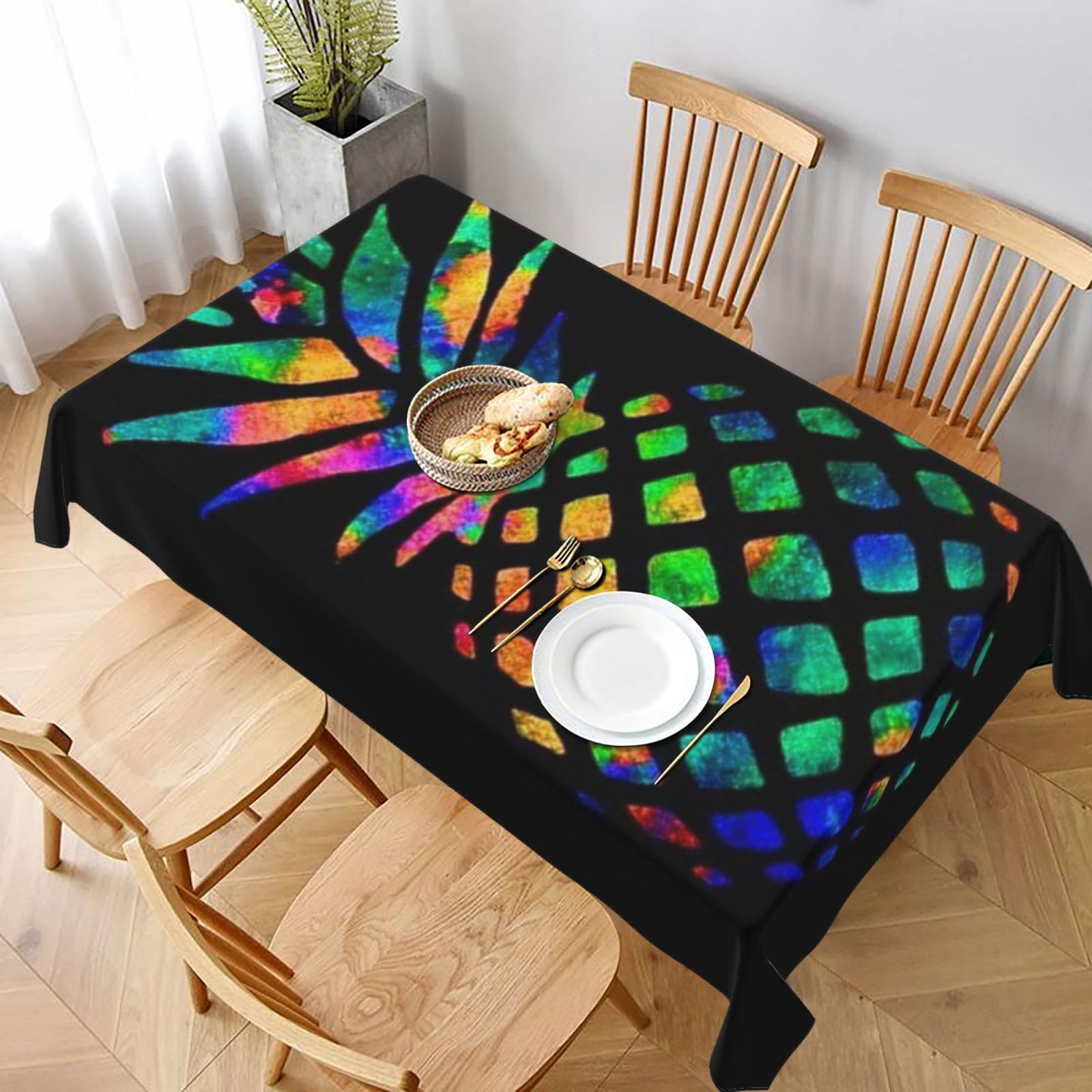 BNVSADC pineapple Printed Rectangle Tablecloth 228x152 CM, Water Resistant Polyester Table Cloth Decorative Fabric Table Covers for Kitchen Dining Table Parties Camping
