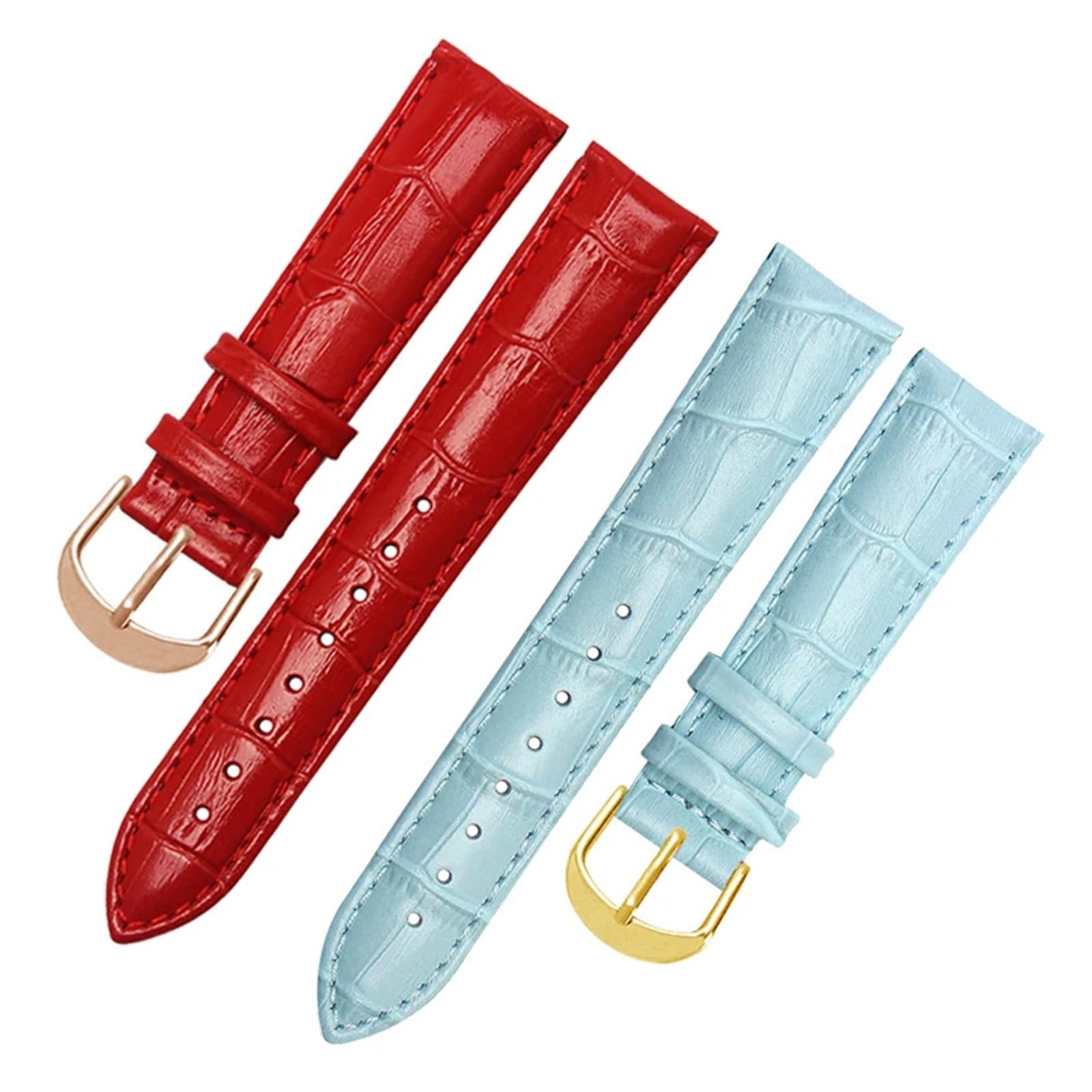 Genérico NASUNJIA Correas De Reloj De Cuero Genuino De 12 Mm, 15 Mm, 14 Mm, 16 Mm, 18 Mm Y 20 Mm For Mujeres Y Hombres, Accesorios De Correa De Cinturón Rojo Y Negro.