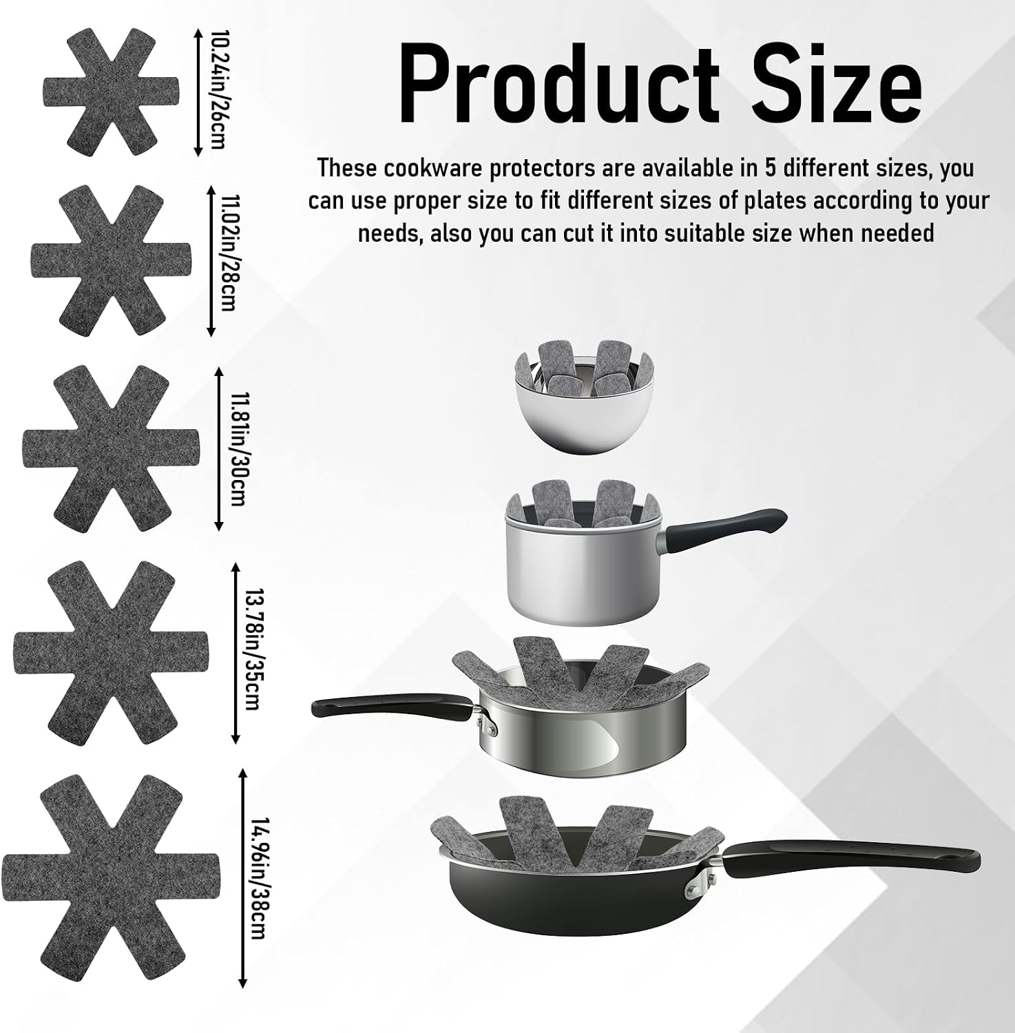 simarro 40 Pcs Pot and Pan Protectors, 5 Different Sizes
