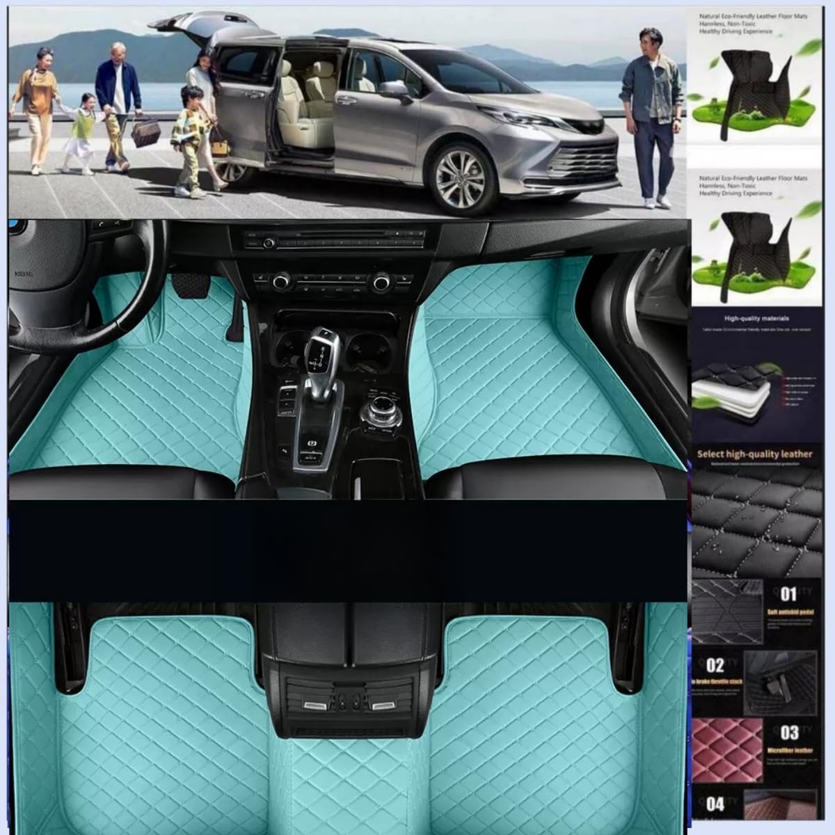 Compatible for Infiniti 2000-2024 G G25 G35 G37 4-Door and 2-Door Coupe Leather car mats, Waterproof, All-Weather Protection and Non-Slip Full Coverage Floor mats (Black red,2-Door)