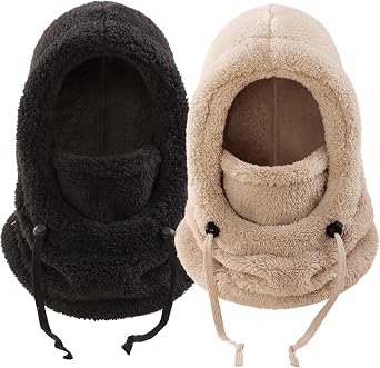 Kids Winter Fleece Hats Balaclava 2PCS,Warm Ski Face Mask Windproof Adjustable Full Cover Neck Warmer for Boys Girls 3-10Y