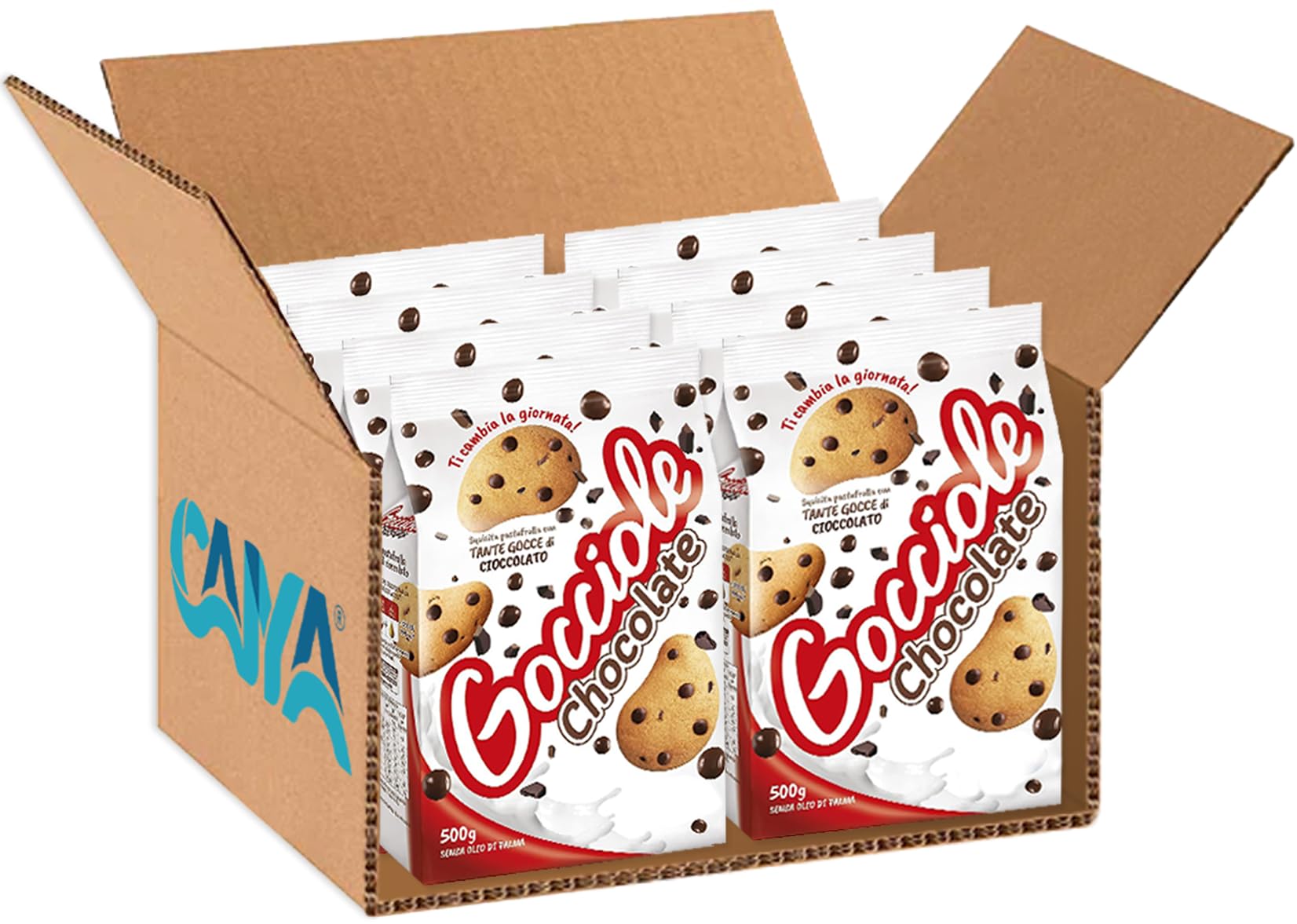 Gocciole Classiche Chocolate Biscotti con Gocce di Cioccolato 500g [BOX da 8 Confezioni]
