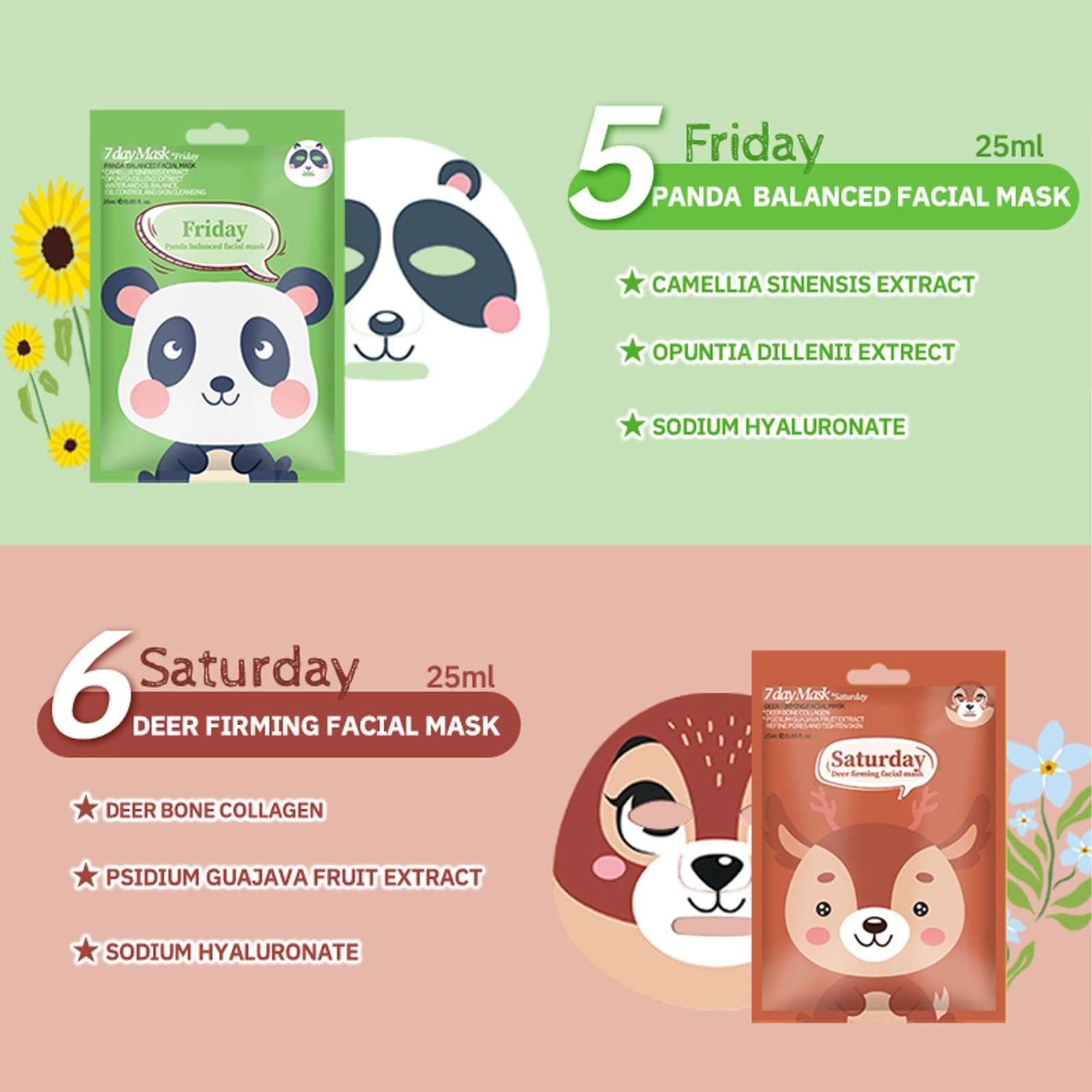 Face Masks Skincare, 7 Sheet Face Mask, Face Mask Set Hydrating and Smoothing Improve Dullness - Image 4