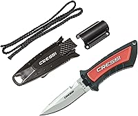 Vista 1 de Cressi Cuchillo de hoja corta para buceo y pesca submarina con funda de liberación rápida y soporte de manguera - Lima: diseñado en Italia