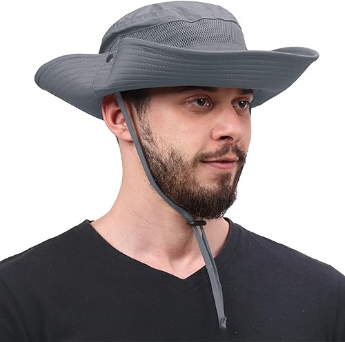 Miniatura 6 de Sombrero de sol deportivo para hombre, sombrero de verano de ala ancha con protección UV para caza al aire libre, pesca, safari, cubo, sombreros