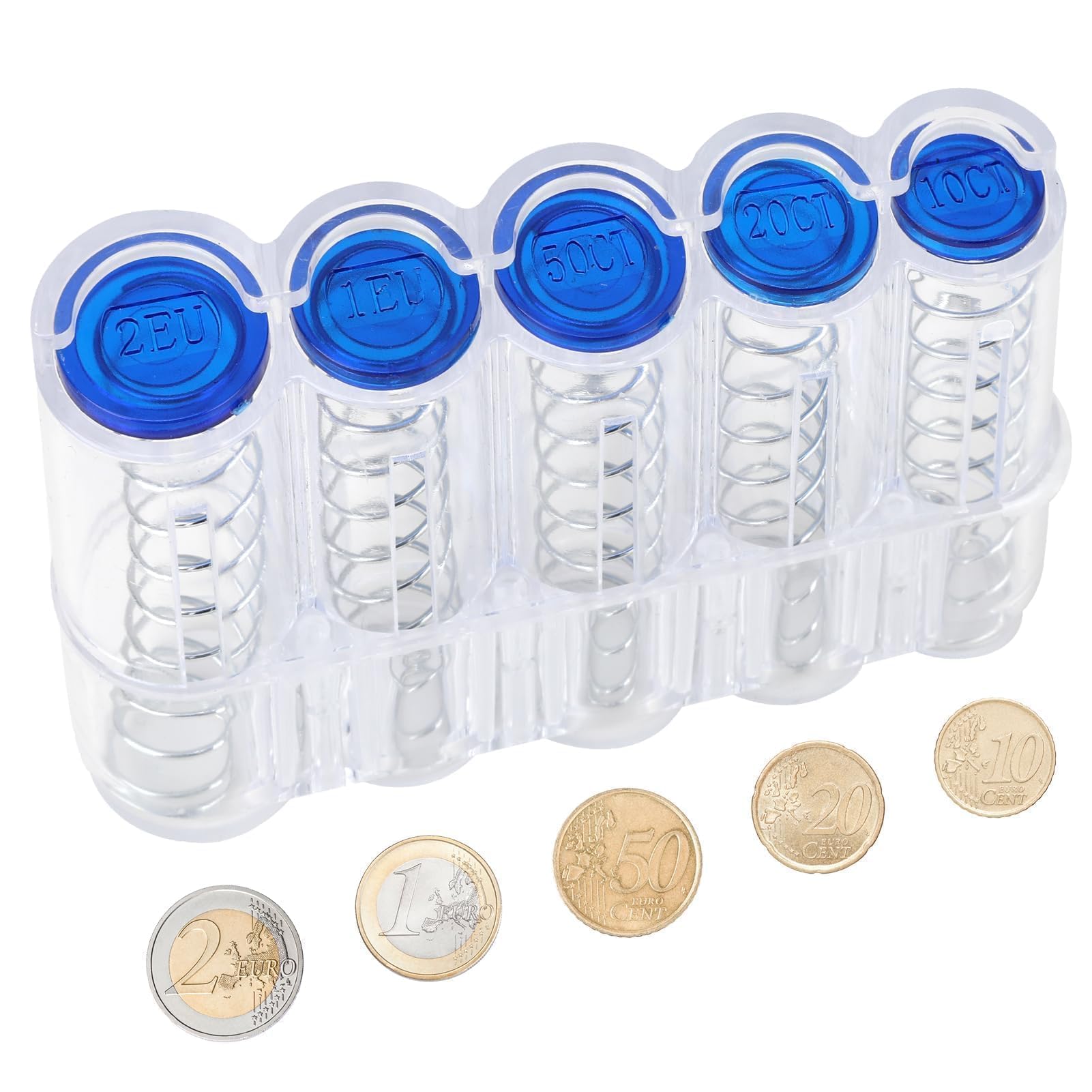 Portamonedas Euro, Clasificador de Monedas 2€, 1€, 50Ct, 20Ct, 10Ct, Monedero, Portamonedas Taxi, Monedero Taxista y Camarero, Organizador Monedas, Porta Dinero, Clasificador Monedas (Transparente)