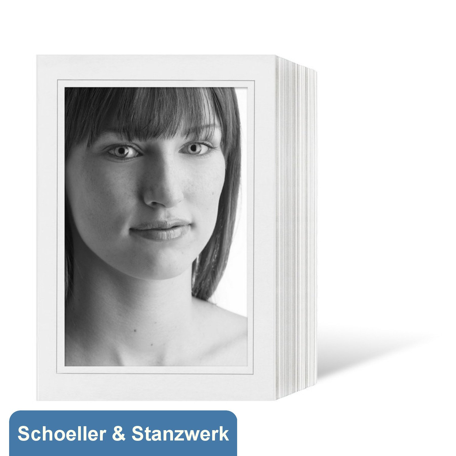 Schoeller & Stanzwerk© - 100 Stück Endlosleporellos für 13x18 cm Fotos Hochformat - weiß matt mit grauem Rand