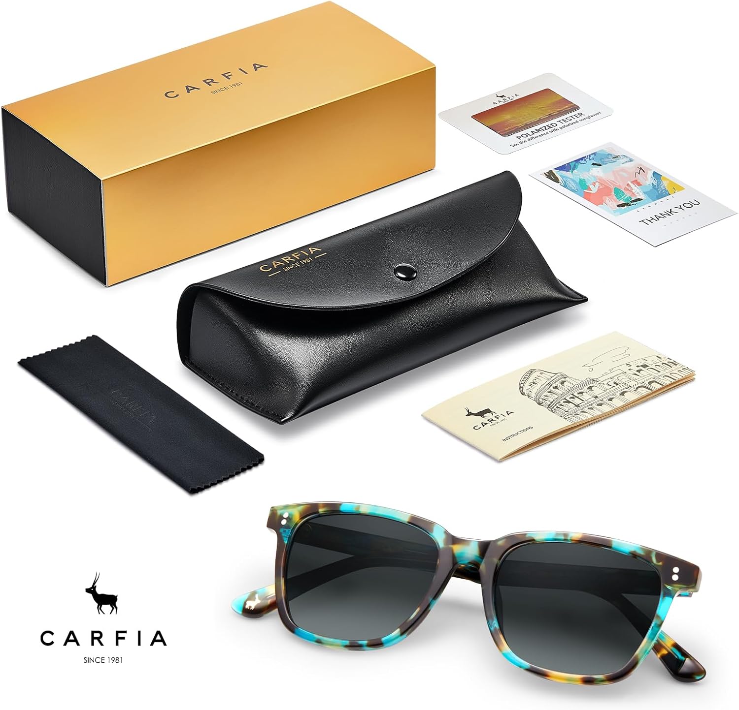 CARFIA Polarized Sunglasses for Women: Acetate, Small/Medium Size, UV400 Anti Glare CA5354 - Image 6