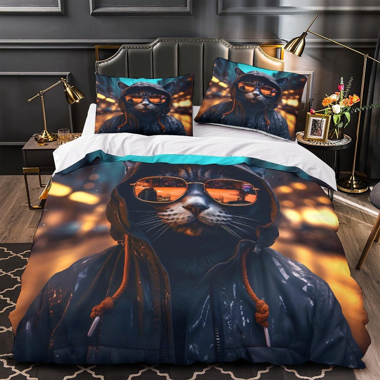 Housse de couette 3D résistante et parure de lit microfibre douce avec fermeture éclair