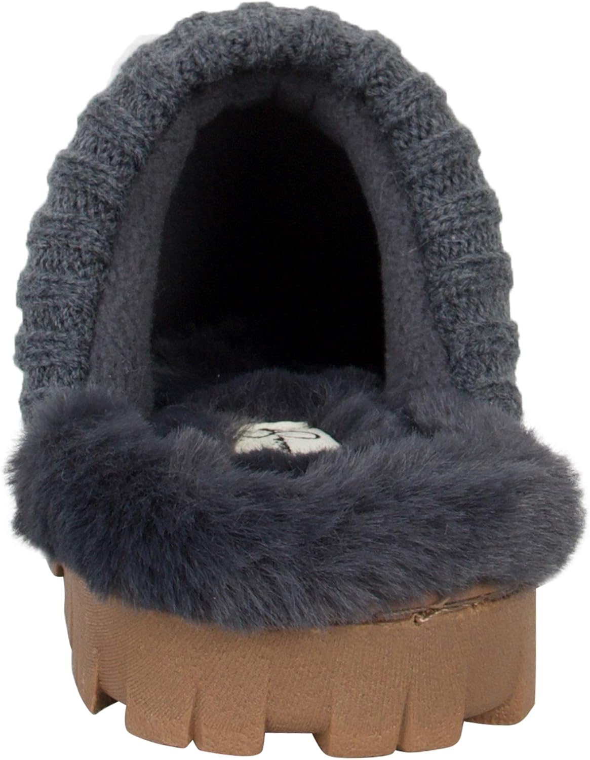 Jessica Simpson Women's Soft Cable Knit Memory Foam Clog Slippers with Indoor/Outdoor Sole - Image 3