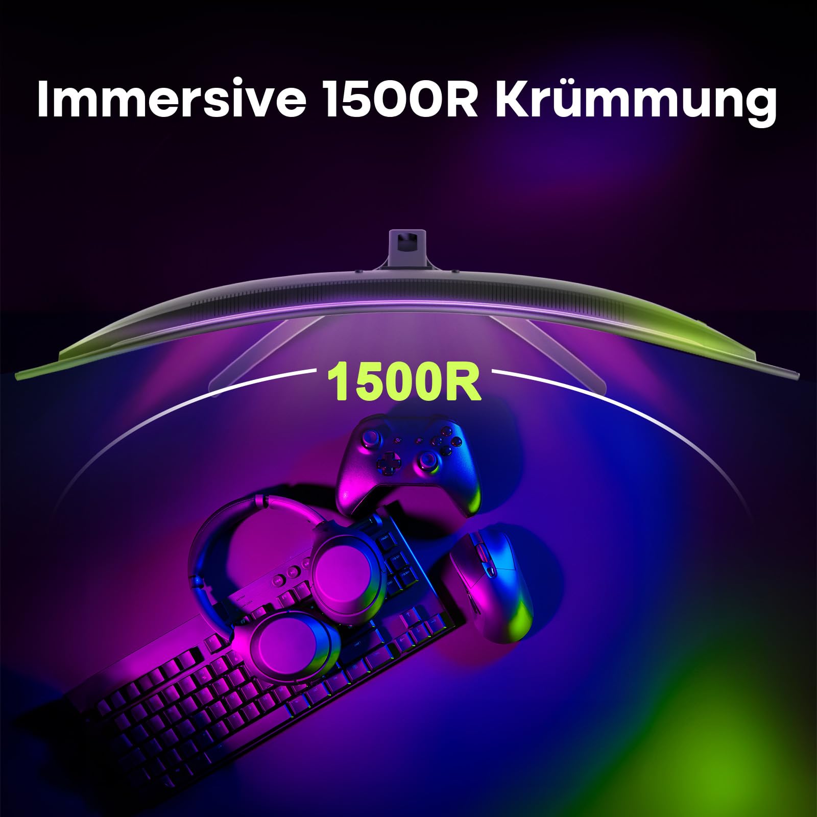 Amzfast Gaming Monitor Curved 27 Zoll, 280Hz, QHD 2560x1440, HDMI 2.1x2 | DP 1.4, 1ms MPRT Adaptive Sync KI Gaming, 1500R, HDR400, 96% DCI-P3, Blaulichtfilter, VESA - AMZG27C1Q Pro für FPS & 3A