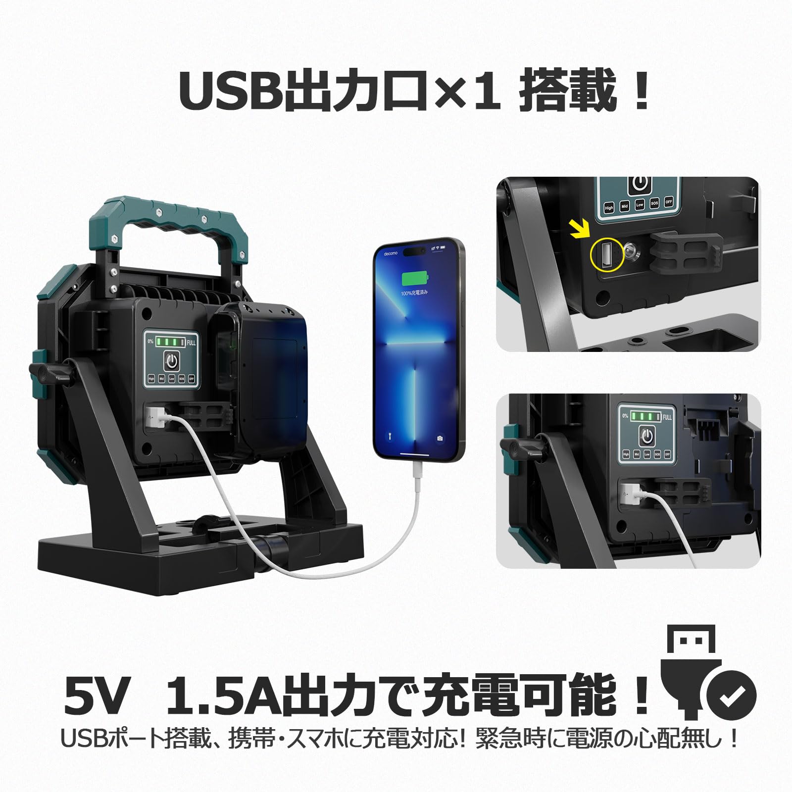 Amazon.co.jp: GOODGOODS LED投光器 100W 三脚スタンド 2灯セット