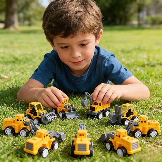 12 Pieces Mini Building Excavator, Cute Construction Vehicles, Little Truck Cars Toy Engineering Vehicles Set, Suitable Decoration birthday gift toy ornament