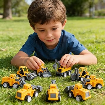 12 Pieces Mini Building Excavator, Cute Construction Vehicles, Little Truck Cars Toy Engineering Vehicles Set, Suitable Decoration birthday gift toy ornament