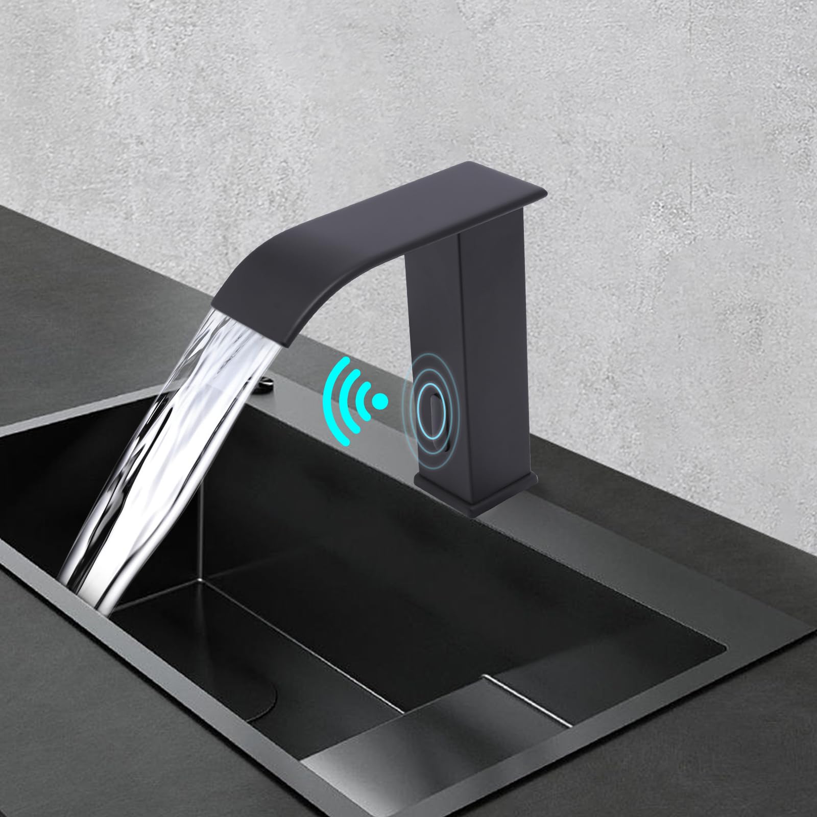 Rubinetto Automatico con Sensore a Infrarossi, Rubinetto per Lavabo Automatico, Miscelatore Lavabo Bagno Con Regolazione a Caldo e Freddo, Distanza di rilevamento 5cm, 0-80°C