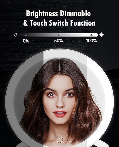 Miniatura 5 de FASCINATE Espejo de Aumento 10X 1X de Doble Cara con Magnificación, Espejo de Tocador de Maquillaje Recargable Iluminado con 3 Modos de Iluminación