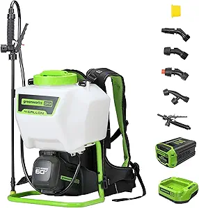 Greenworks 60V 4 Gallon Battery Powered Backpack Sprayer with 5 Tips, 70PSI - Weed Killer, Pest Control & Lawn/Garden, High-Pressure for Home & Commercial Use, 2.0Ah Battery and Charger Included