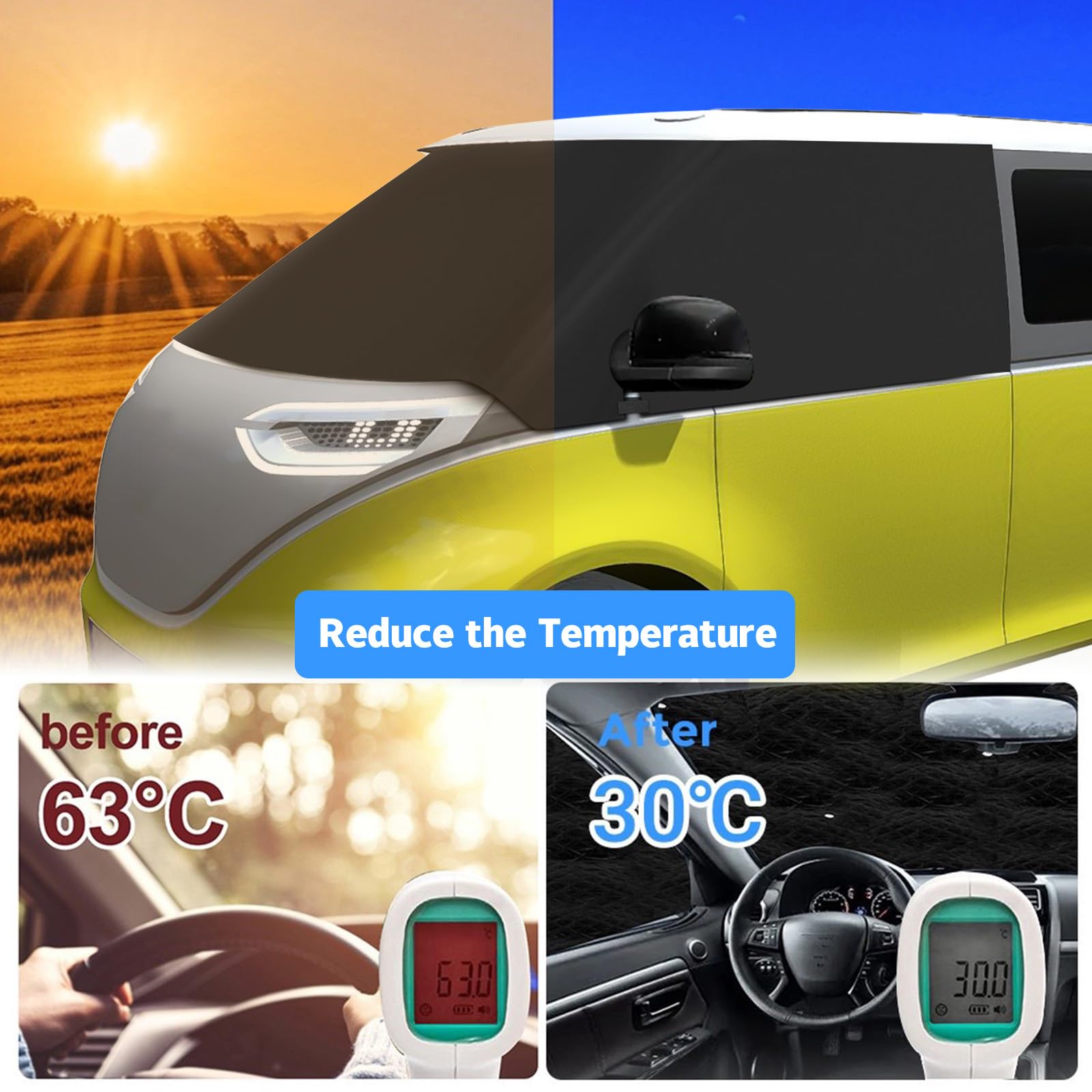 VW ID Buzz 2022-2025 600D Frontscheibe Abdeckung Wasserdicht Wetterfest