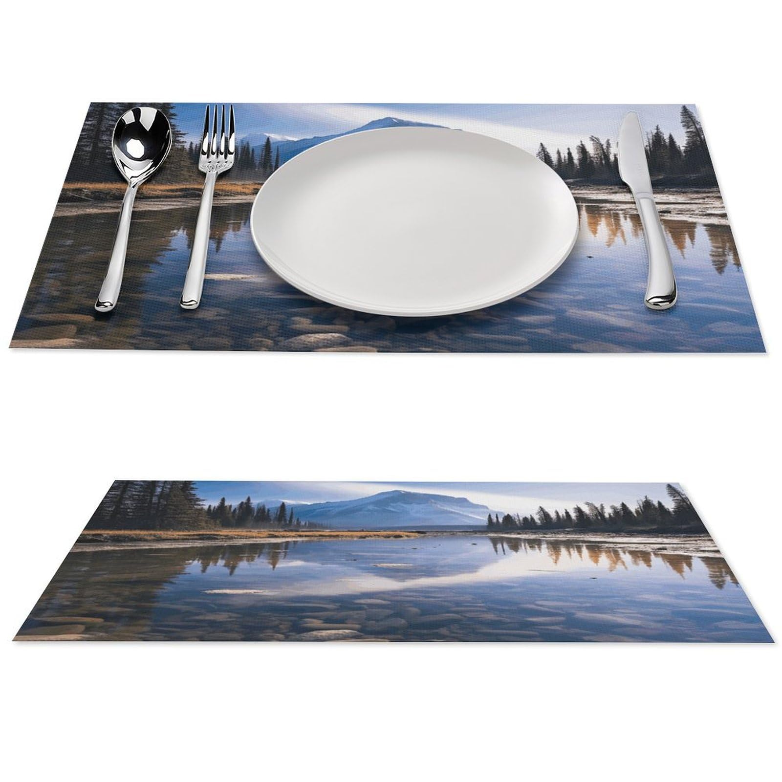 Platzdeckchen mit herrlichem Blick in Banff, PVC, waschbar, hitzebeständig, rutschfest, wasserdicht, für Innen- und Außenbereich, Esstisch, Küche, Urlaub, Party, 6 Stück