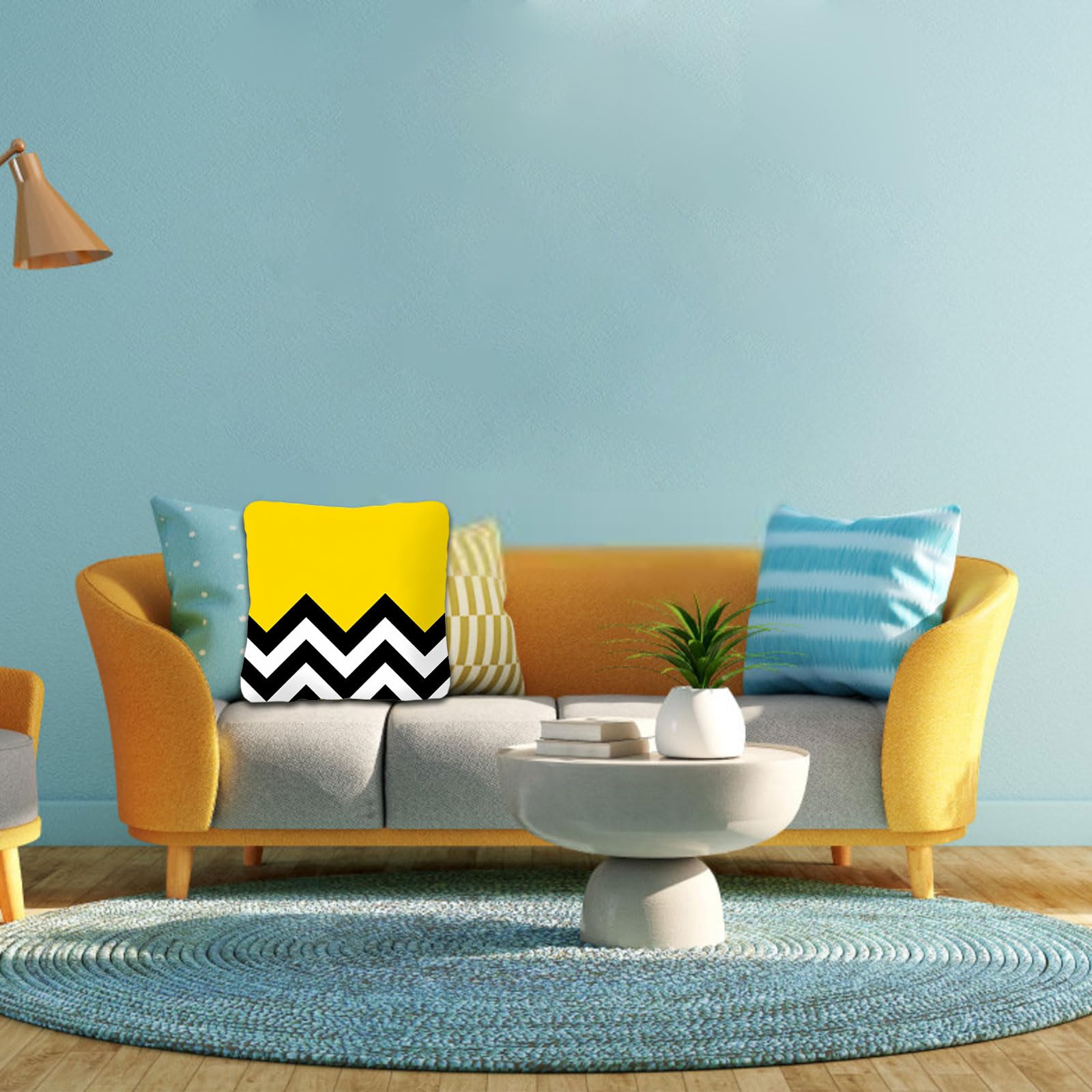 Betadistor Yellow Cushion Covers 18x18 Inches Soft Throw Pillow Covers 45cm x 45cm Hand in Hand Print Polyester for Sofa Bedroom Set of 4pcs - Image 3