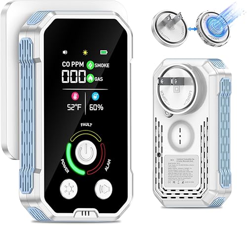 Detectores de monóxido de carbono 5 en 1 enchufables, detector de humo combinado y detector de fugas de gas natural y alarma de CO con pantalla de