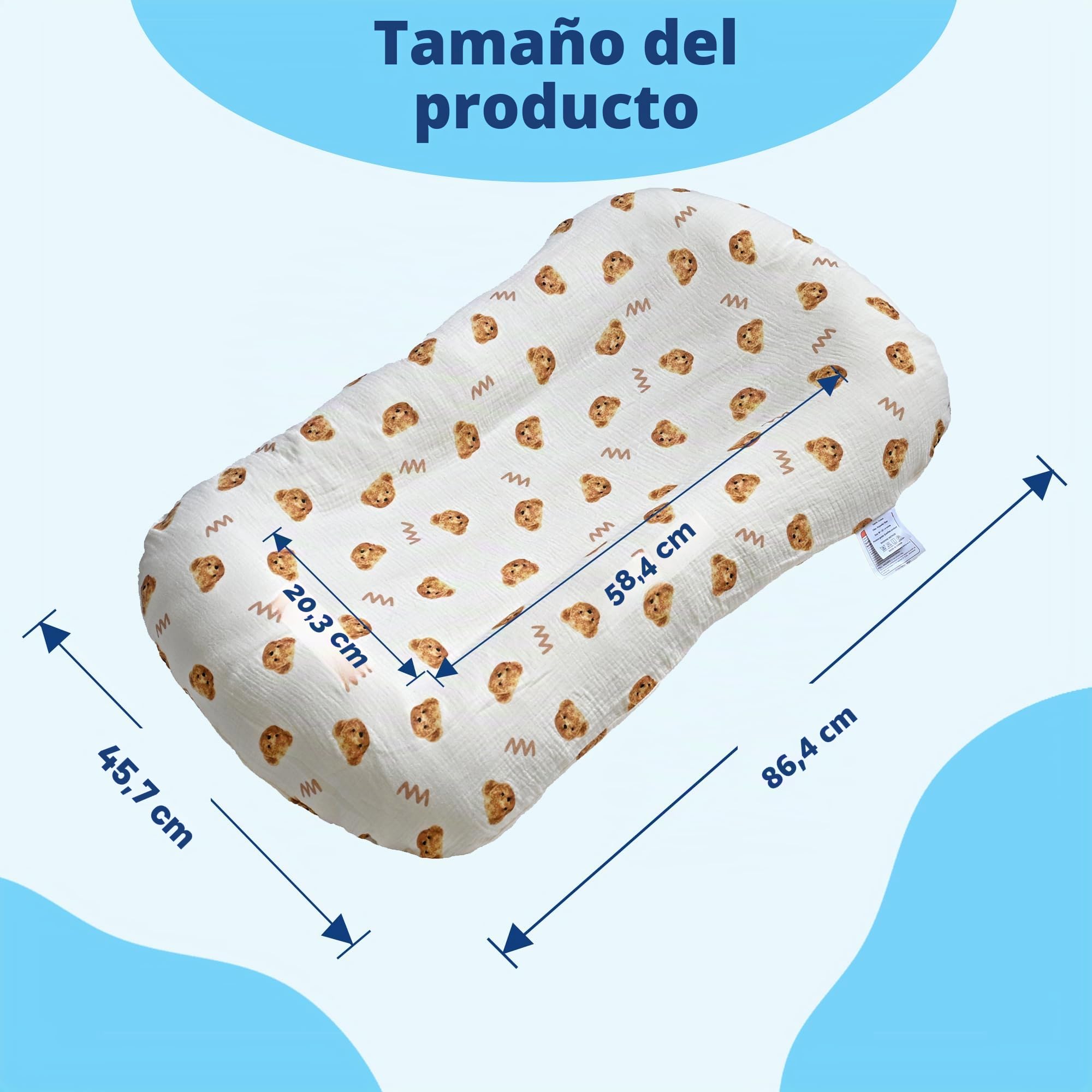 Tumbona para bebé, tumbona para recién nacido con funda transpirable y suave para suelo, sofá y viajes, regalos esenciales para bebés recién nacidos de 0 a 24 meses. (2 fundas incluidas)