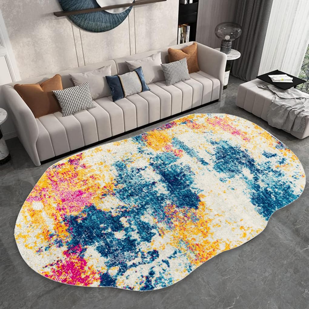 Amazon.com: Blue Yellow Pink Modern Abstract Soft Washable