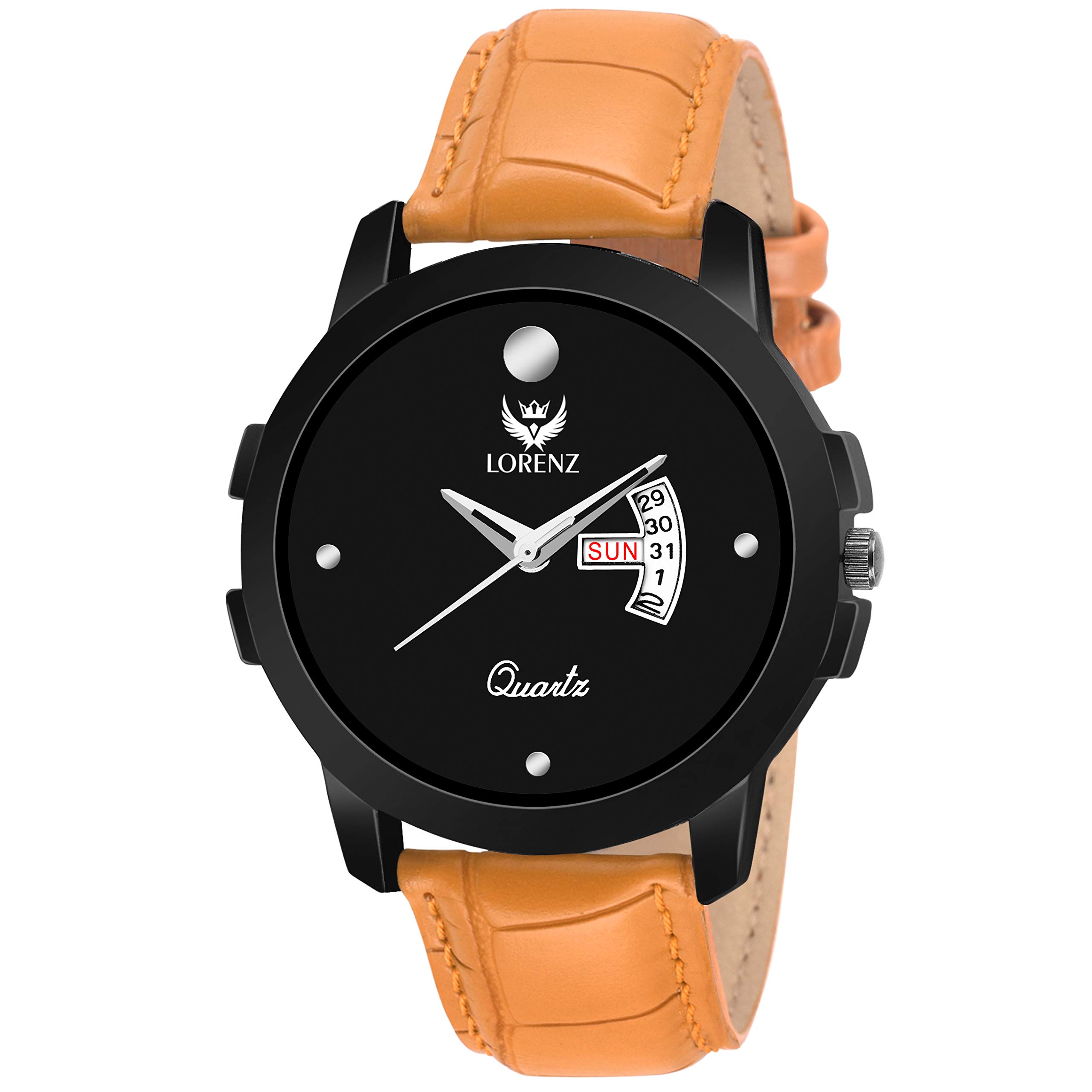 LORENZ MK-2015W Black Dial Leather Strap Day & Date Watch for Men (B07NC28TC2) Amazon Price History, Amazon Price Tracker