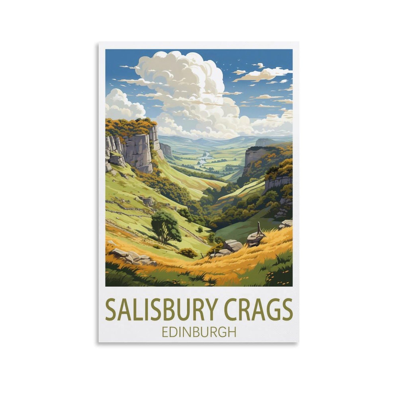 EZMLFA DIY 5D Diamond Painting Kits for Adults,Salisbury Crags Edinburgh Crystal Rhinestones Art Craft for Beginners DIY Home Wall Decor Gift 40x50cm