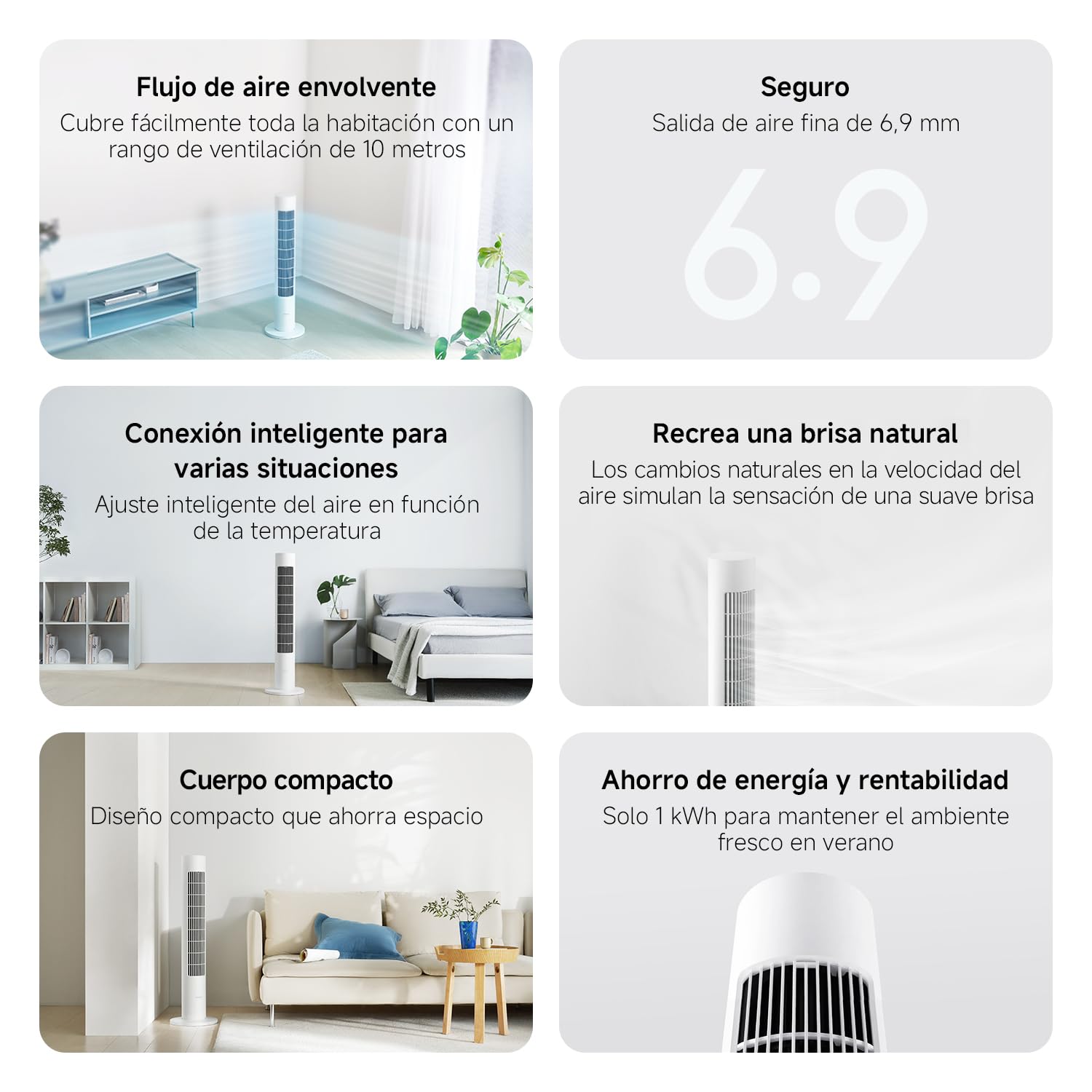 XIAOMI Tower Fan 2, Refrigeración Silenciosa, Control Inteligente | Potente ventilador de torre con modo sueno, control smart de 100 velocidades y bajo consumo para dormitorio, salon u oficina.