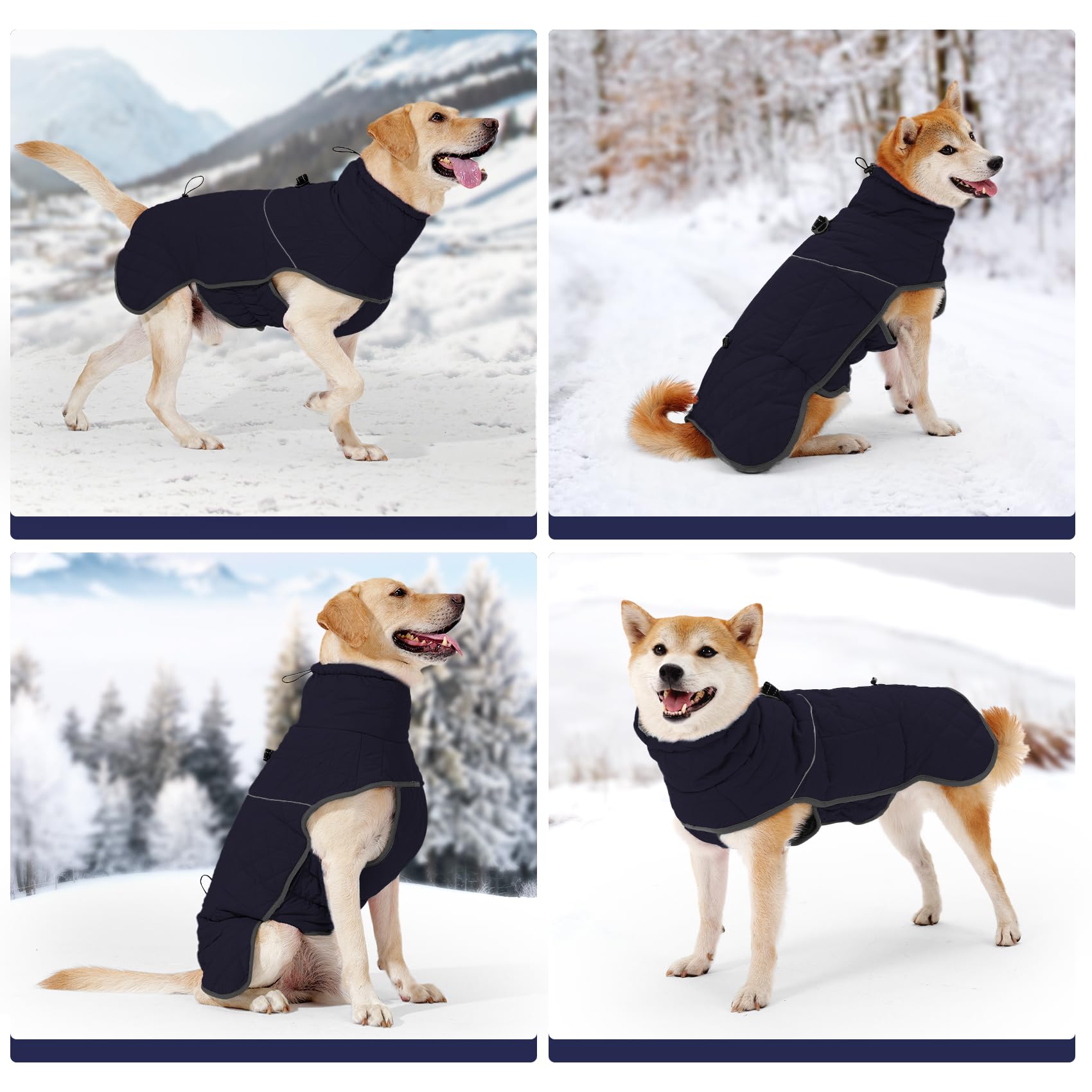 HEYWEAN Caldo cappotto per cani impermeabile Giacca invernale foderata in pile riflettente con D-Ring Cappotti e giubbotti per cani taglia piccola media grande vestiti per cani cappotto cane invernale