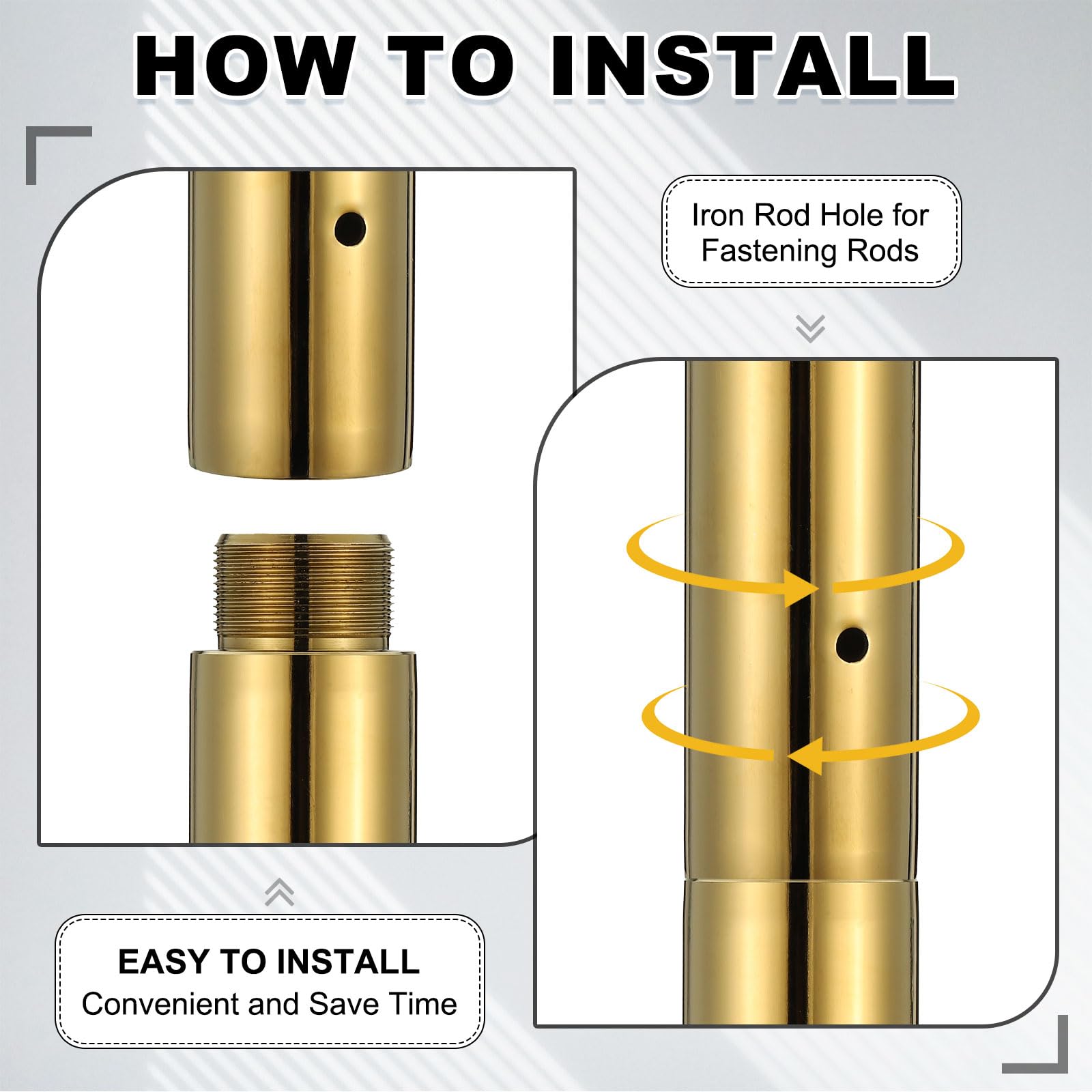 Prolunga per asta da ballo da 45 mm, tubo estensibile regolabile professionale portatile rimovibile di ricambio, 12,7 cm, oro e acciaio inossidabile, adatto per (Connect Dancing Pole Stripper)