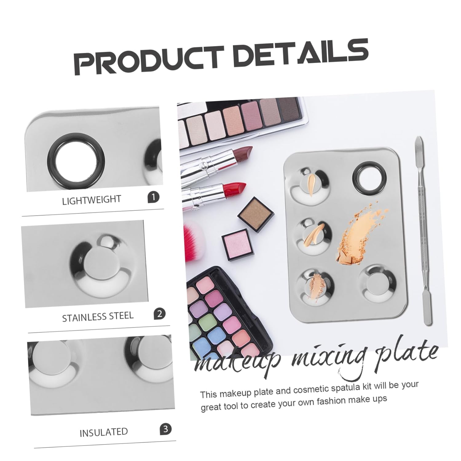 Makeup Mixing Tray Set Foundation Eye Shadow Palette Spatula for Pigment Blending Nail Art