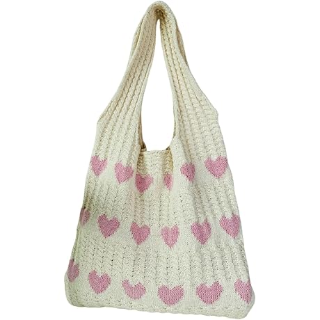 Y2k Vintage Aesthetic Crochet Heart Mesh Beach Shoulder Tote Bag