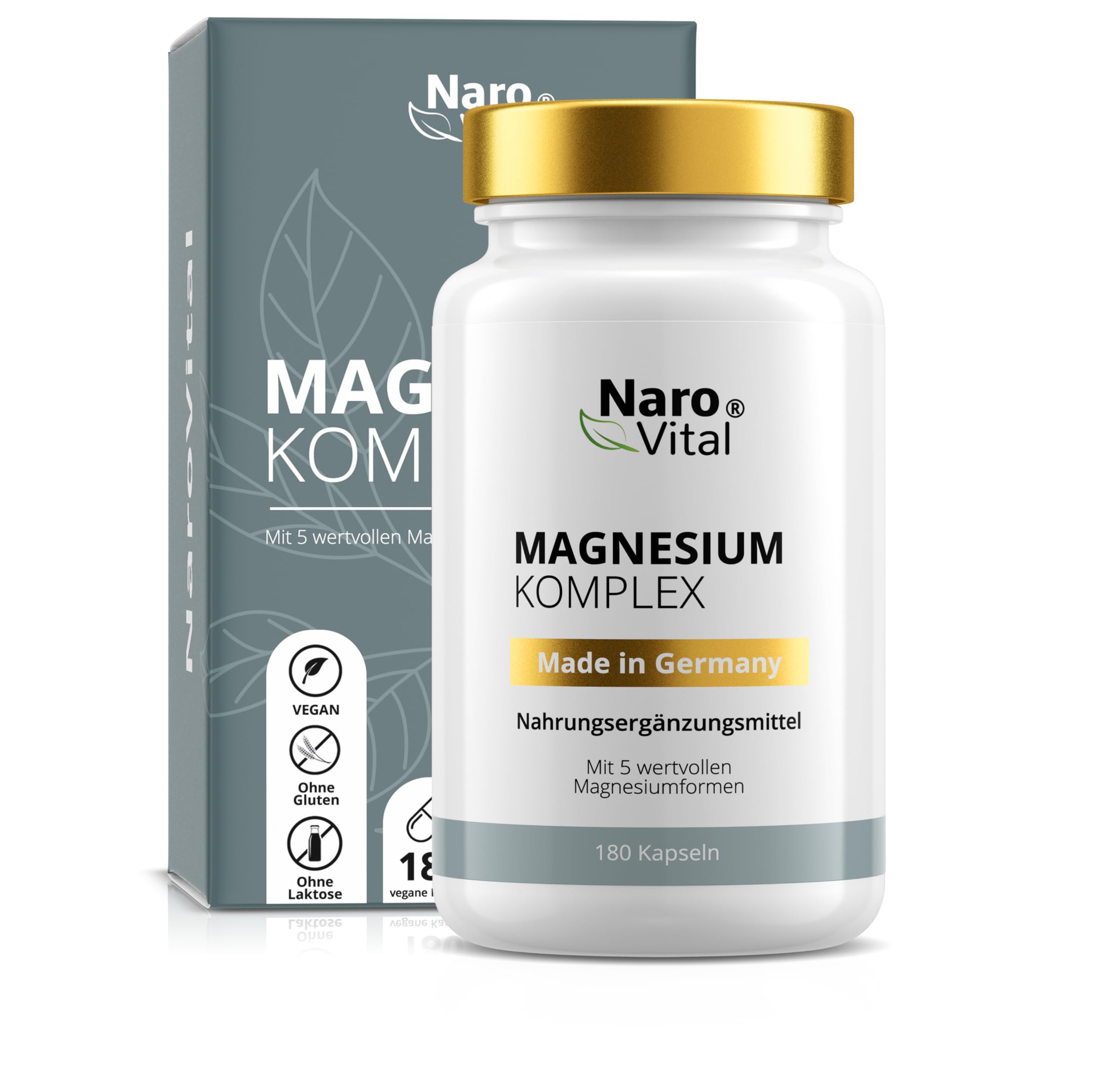 NaroVital Magnesium Komplex - Magnesiumkapseln - 5-Fach Komplex mit 432 mg elementarem Magnesium