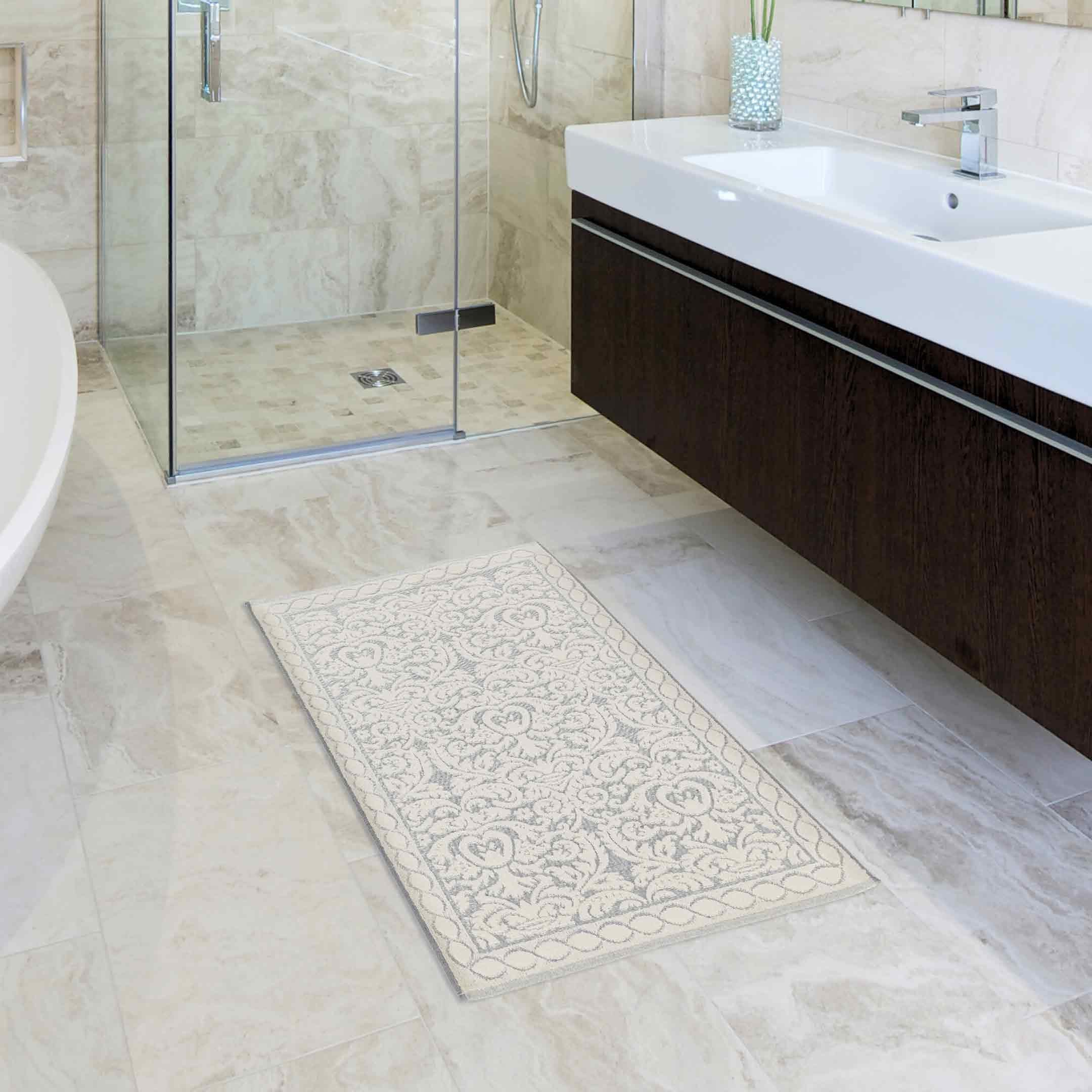Casatessile Tapis de Bain éponge Coton Rebecca Tapis de Douche Long, Moyen ou de Douche - Tortora, 60x180 cm.