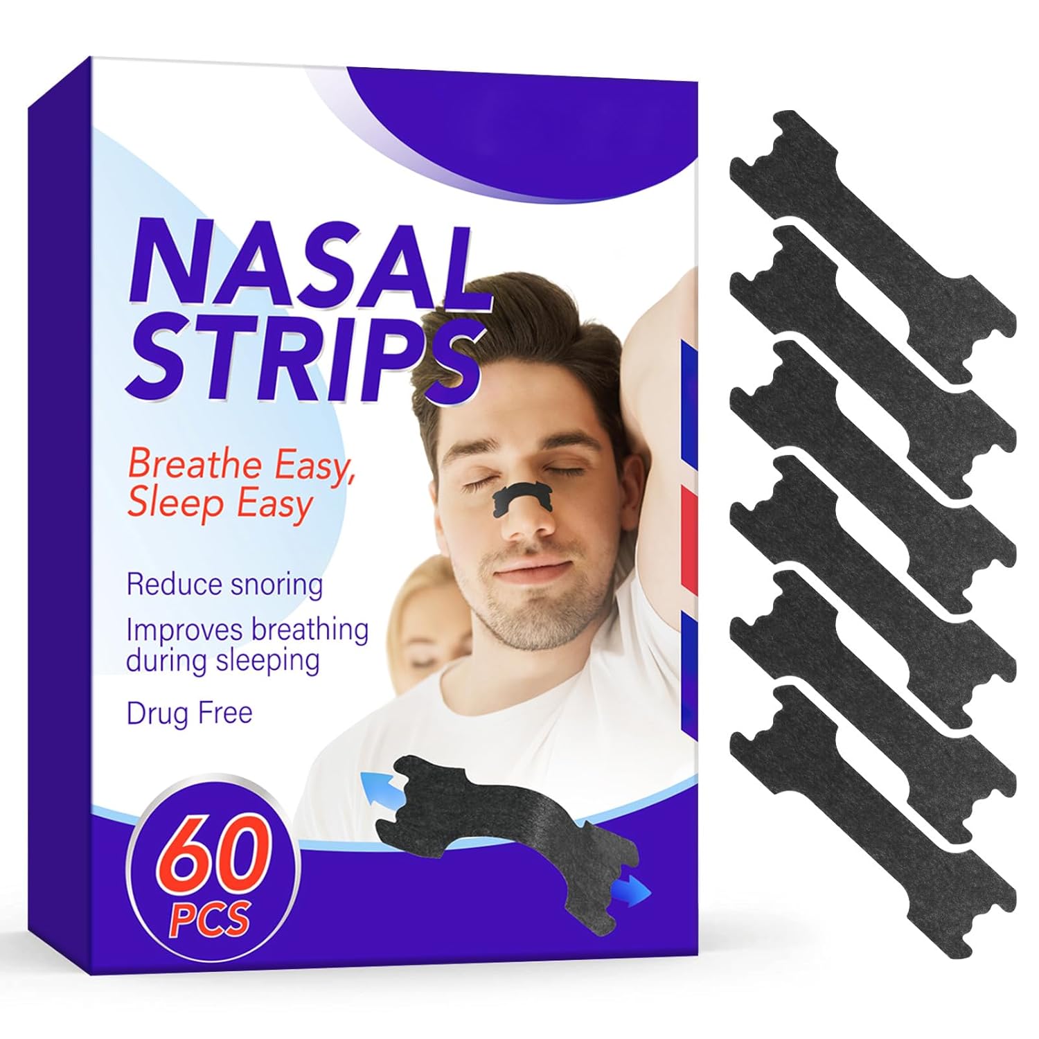 Nasal Strips Extra Strength 60 Ct Nasal Strips for Snoring Relief Help Stop Snoring Improved Sleep Reduce Snoring