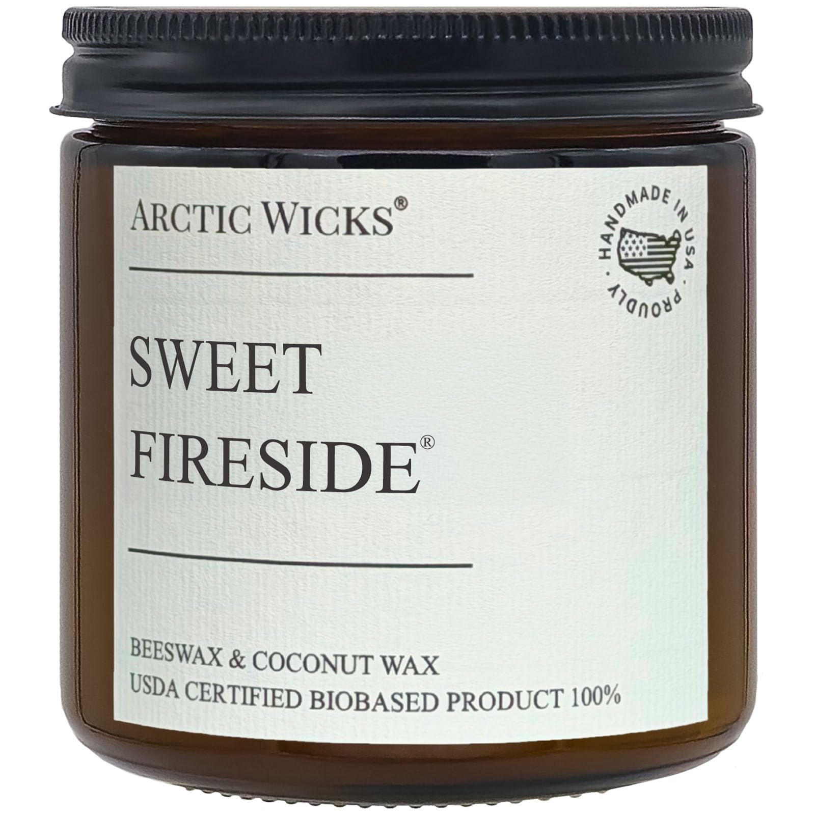 Vela Sweet Fireside | Arctic Wicks, velas de cera de coco y abejas de 16 onzas | Velas aromáticas dulces para fogata para otoño, invierno, vacaciones, regalos, no tóxicas, sostenibles | Certificado
