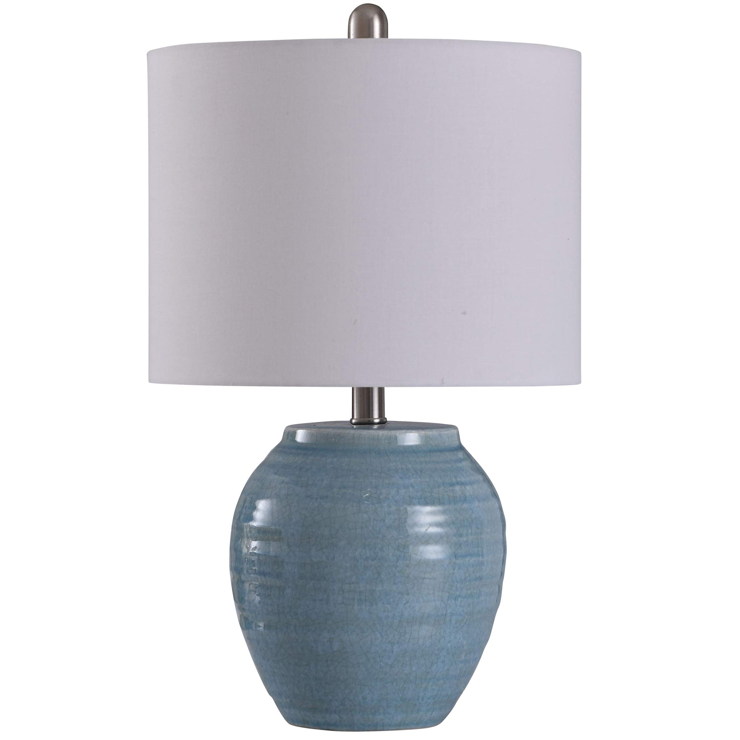 L27099ADSAM, Light Blue Crackle, Frosted White Table Lamp