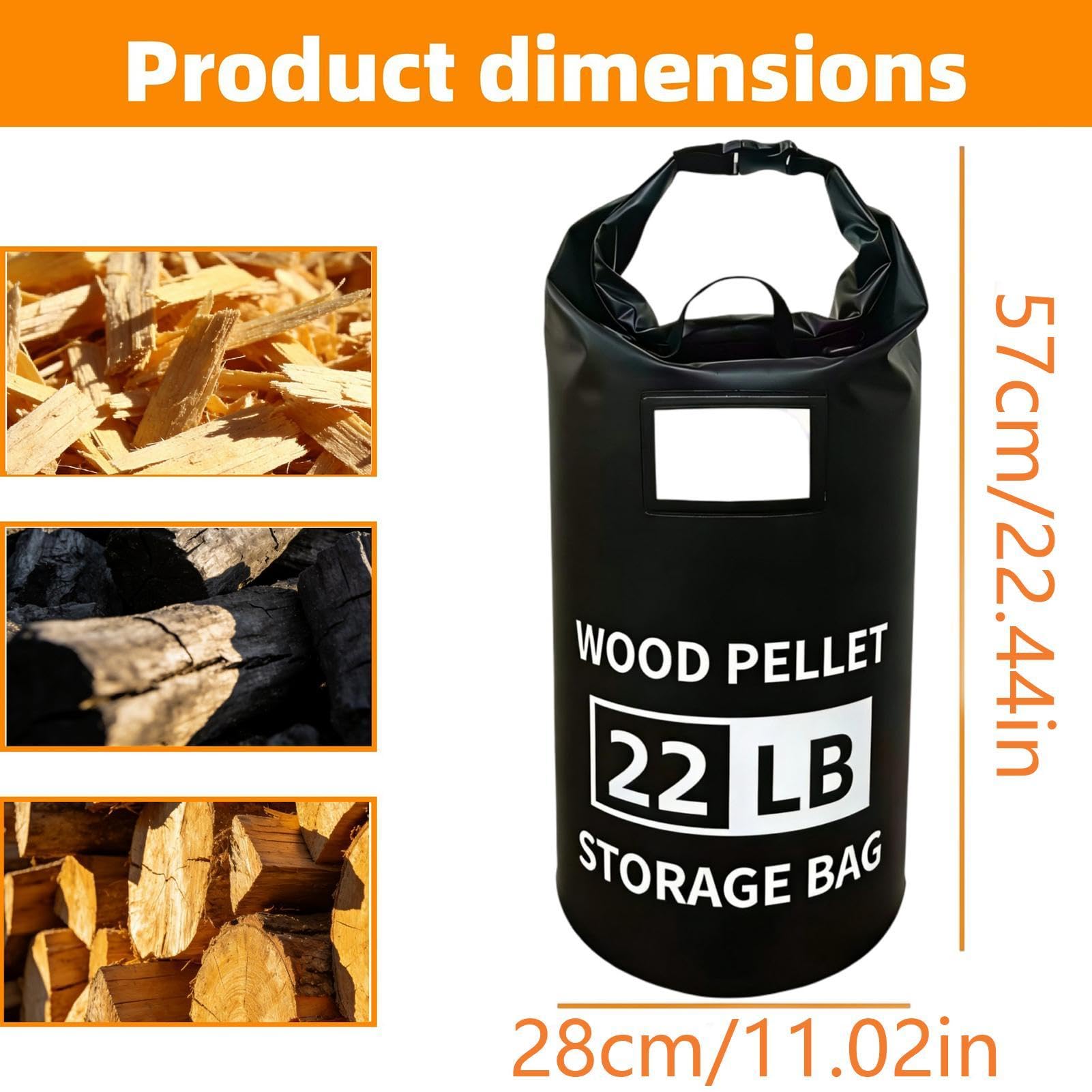 Holzpellet Lagerbehälter 10kg Wasserdicht: Tasche für Smoker-Pellets – Trockene Aufbewahrung mit Tragegriff & Etikettenfach, robuste Pelletbox für Grill, Holzkohle & Holzchips, Schwarz