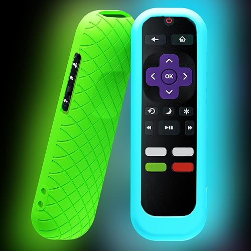 2 paquetes de fundas para mando de TV Roku, funda de batería para TV TCL Hisense Roku con Stick de transmisión 4k 4K+ universal de silicona con
