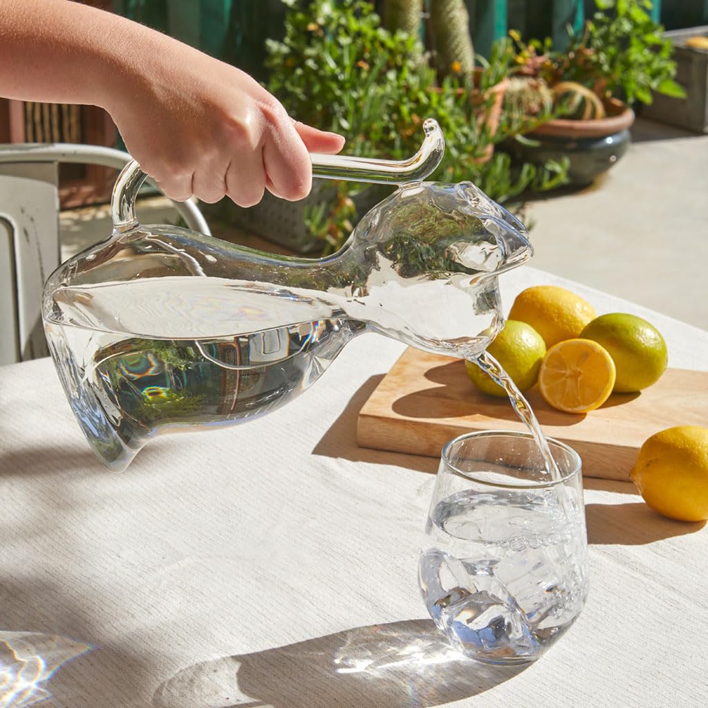 Balvi Jarra para Agua Meow Color Transparente Jarra de Cristal en Forma de Gato Capacidad 1L Borosili