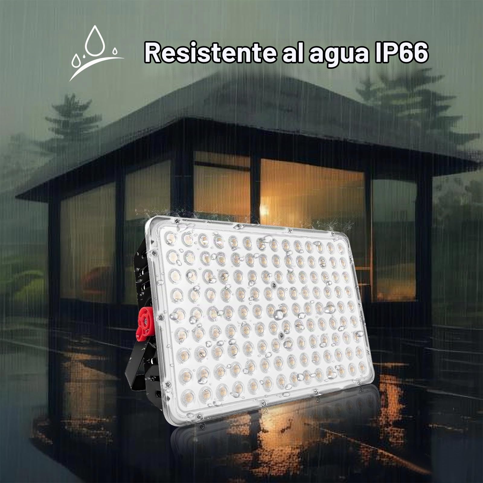 CREATESTAR Focos LED Exterior 400W, IP66 Impermeable Proyector LED Exterior, foco exterior de 40000LM Floodlight, foco blanco frío de 6500K, luz de inundación para almacén, jardín, garaje, patio