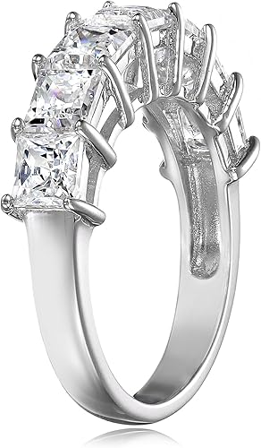 Miniatura 2 de Tienda Essentials Anillo de plata esterlina chapada en platino con circonita cúbica de corte princesa Infinite Elements (1 cttw, 2 cttw, o 3 cttw)