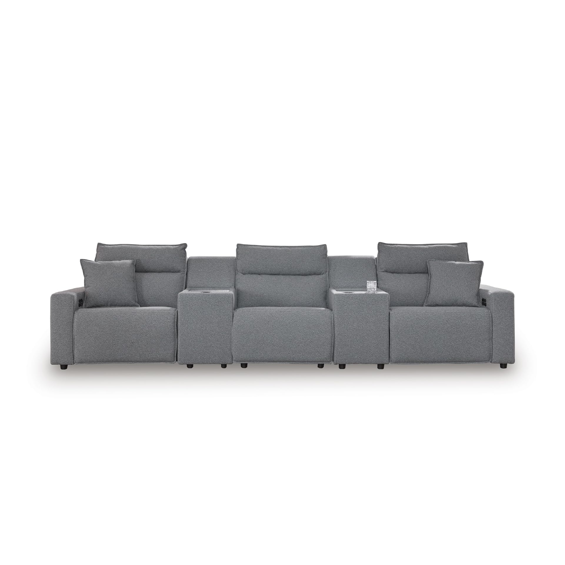 Signature Design by Ashley Power Reclining Sectional with Console, Gray