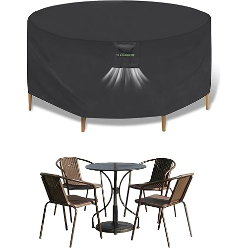 Azobur Outdoor patio furniture covers waterproof heavy duty- Round Sofa Set Set Outdoor Weatherproof Patios Furniture Set for Decks, Lawns and Backyards 110"DIAx43"H, Black