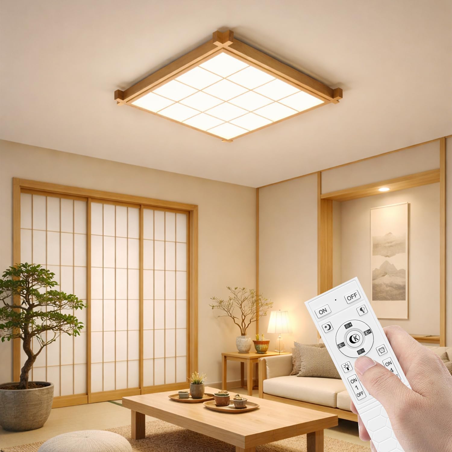 新品 C-J-W LEDペンダントライト 和風 天然木製 6畳 リモコン付 和室 Amazon.co.jp : LED シーリングライト 和風 和室 4~6畳 天然木製 led